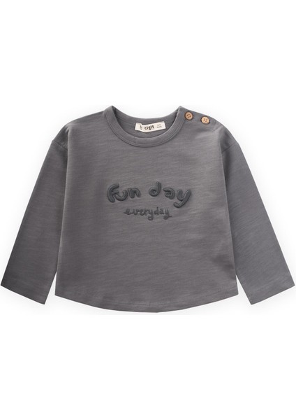 Nakışlı Sweatshirt 1-5 Yaş Vizon