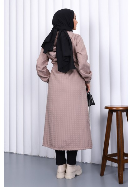 Vizon Kapşonlu Büyük Beden Kapitone Uzun Kaban fırsatları