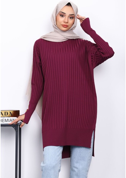 Mürdüm Önü Kısa Arkası Uzun Triko Tunik