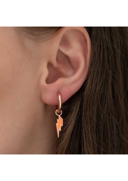 Gümüş Fosforlu Turuncu Şimşek Küpe fiyatları