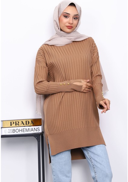 Bisküvi Önü Kısa Arkası Uzun Triko Tunik modelleri