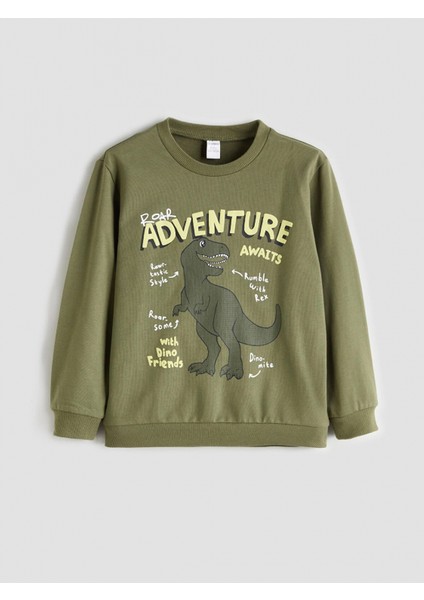 Lcw Kids Haki Dinazor Baskılı Erkek Çocuk Sweatshirt ve Eşofman Alt 2'li fiyatları