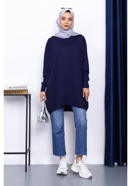 Lacivert Bisiklet Yaka Merserize Tunik fiyatları