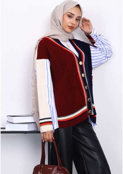 Lacivert Gömlek Garnili Cepli Triko Hırka modelleri