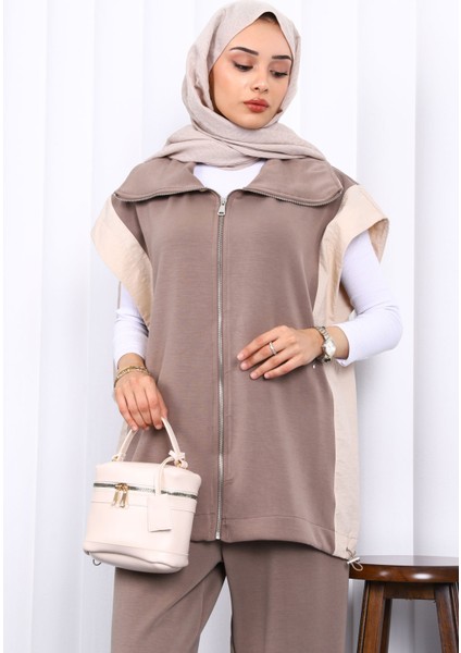 Vizon Fermuarlı Modal Yelek Pantolonlu Takım modelleri