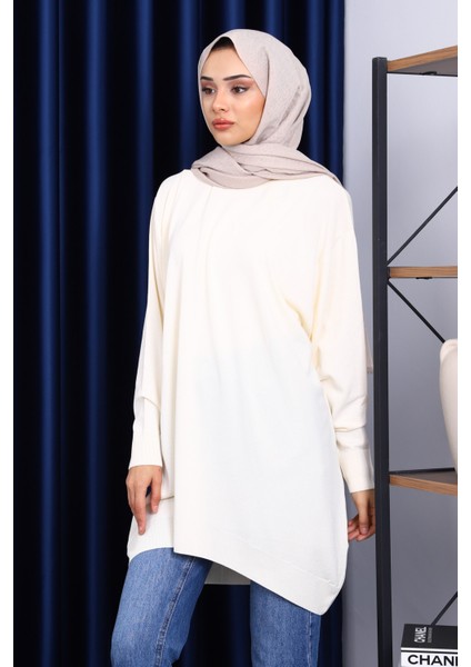 Bej Bisiklet Yaka Merserize Tunik modelleri