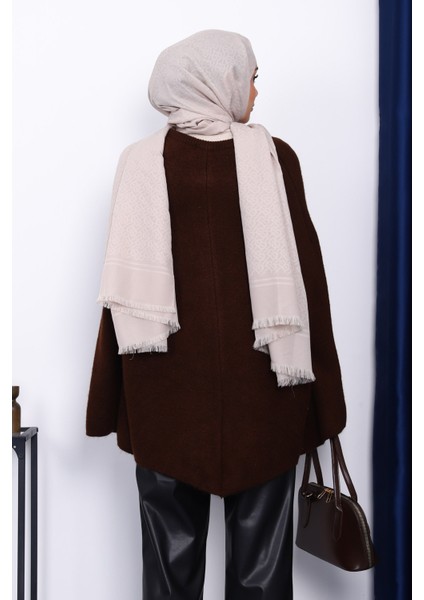 Kahverengi Kemerli Şordonlu Triko Panço fırsatları