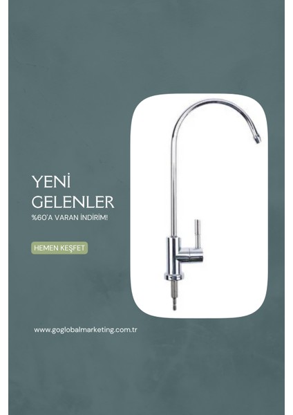 Faucet Su Arıtma Cihazı Lüks Musluk – 360° Döner Borulu, Parlak Krom Kaplama, Standart Arıtma Sistemlerine Uyumlu