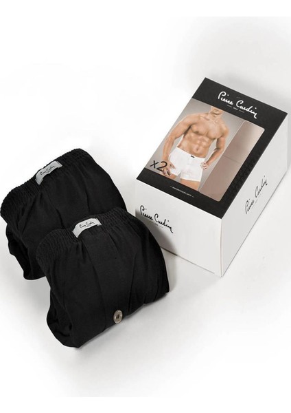 425 Erkek %100 Pamuk Penye 2'li Boxer-Siyah fırsatları