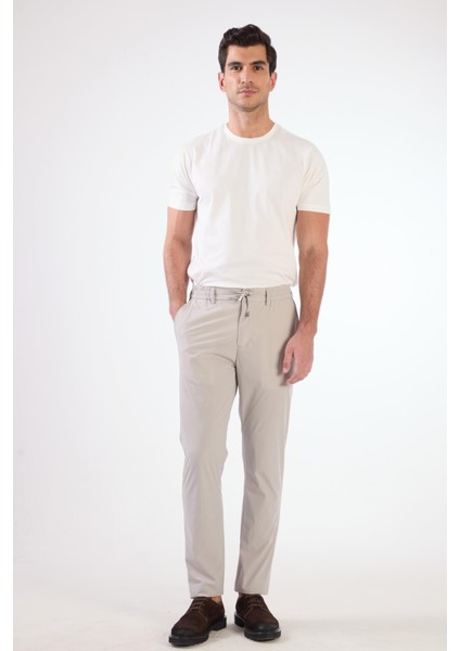 Gri Bağcıklı Slim Fit Jogger Erkek Pantolon