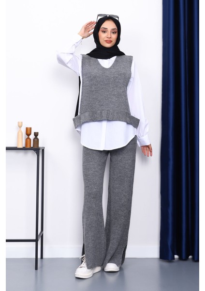 Füme Gömlekli Üçlü Triko Takım fiyatları