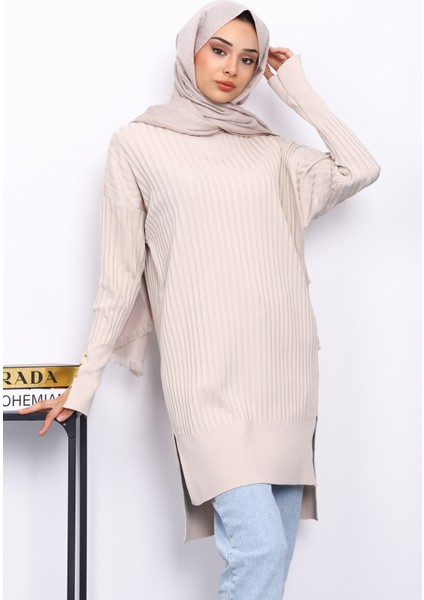 Taş Önü Kısa Arkası Uzun Triko Tunik