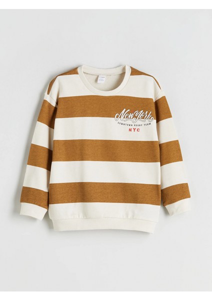 Lcw Kids Bej Bisiklet Yaka Baskılı Erkek Çocuk Sweatshirt modelleri