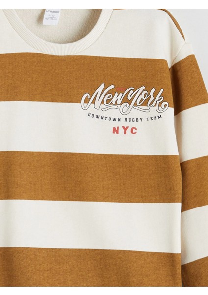 Lcw Kids Bej Bisiklet Yaka Baskılı Erkek Çocuk Sweatshirt indirimleri