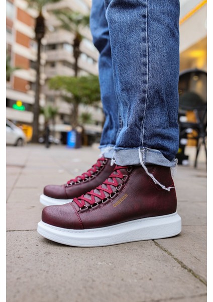 Roma Premium Kalite Bağcıklı Erkek Bot Bordo modelleri