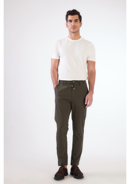Haki Bağcıklı Slim Fit Jogger Erkek Pantolon