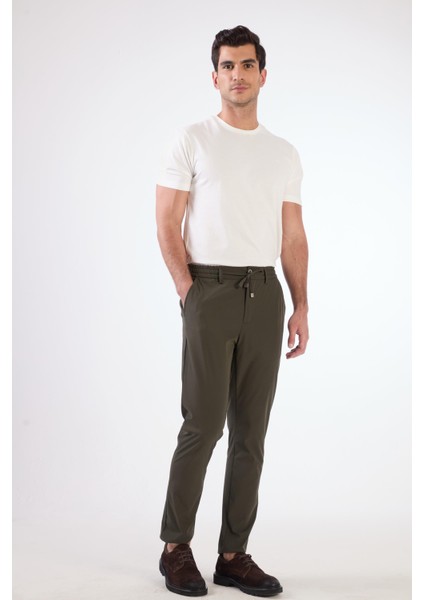 Haki Bağcıklı Slim Fit Jogger Erkek Pantolon modelleri