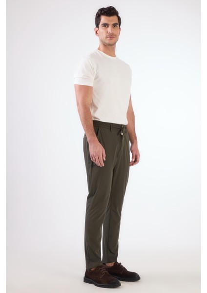 Haki Bağcıklı Slim Fit Jogger Erkek Pantolon indirimleri