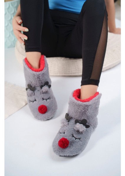 Kız Çocuk Geyik Figürlü Ev Botu Panduf Çocuk Peluş Rahat Sessiz Kaymaz Taban Ev Ayakkabısı modelleri