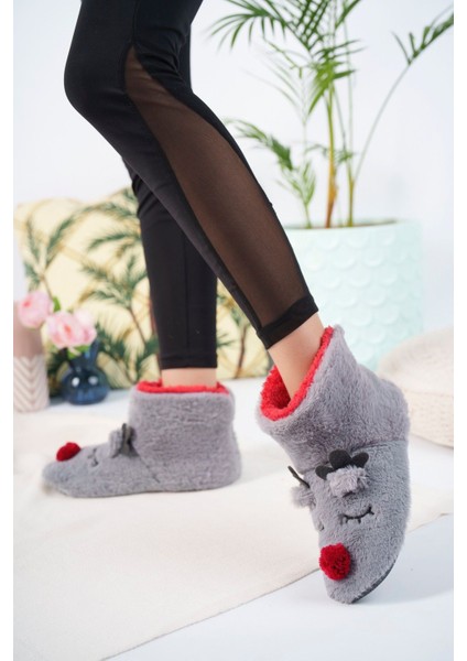 Kız Çocuk Geyik Figürlü Ev Botu Panduf Çocuk Peluş Rahat Sessiz Kaymaz Taban Ev Ayakkabısı fırsatları