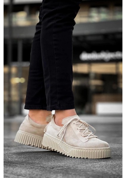 KB-X502 Kuback Bej Süet Yüksek Bej Taban Bağcık Detaylı Lastikli Günlük Erkek Ayakkabı fiyatları