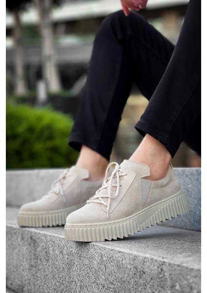 KB-X502 Kuback Bej Süet Yüksek Bej Taban Bağcık Detaylı Lastikli Günlük Erkek Ayakkabı modelleri