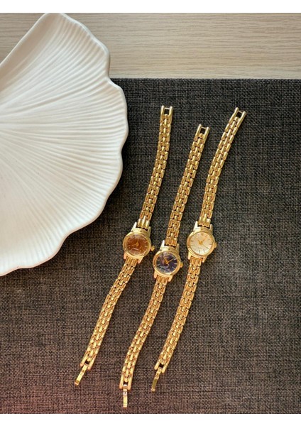 Retro Minimal Boncuk Kordon Vintage Kadın Kol Saati Minik Yuvarlak Lacivert modelleri