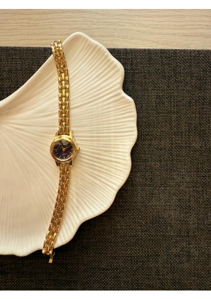 Retro Minimal Boncuk Kordon Vintage Kadın Kol Saati Minik Yuvarlak Lacivert