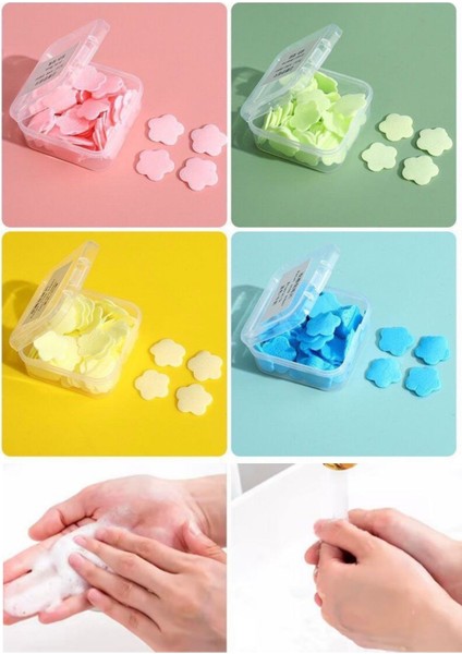 2'li Renkli Mini Kağıt Sabun Kutusu – 200 Yaprak Parfümlü, Tek Kullanımlık Taşınabilir El Sabunu