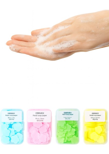 2'li Renkli Mini Kağıt Sabun Kutusu – 200 Yaprak Parfümlü, Tek Kullanımlık Taşınabilir El Sabunu