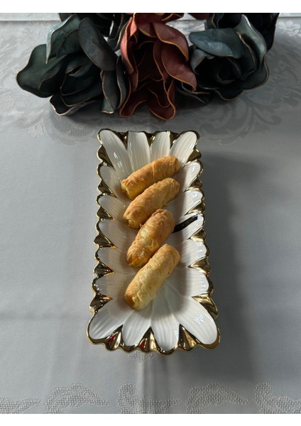 Flora Gold Dikdörtgen Sunum Tabak 32 cm modelleri