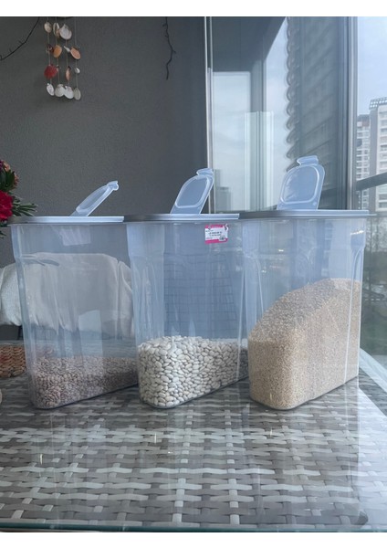Erzak Bakliyat Kiler Saklama Kabı 6 Adet Set Lüks Şık Kutu Çeyiz Seti 6 Lt Mama Kabı