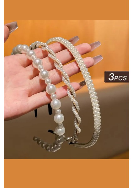 3'lü Inci Detaylı Kadın Saç Bandı Seti – Şık & Zarif Saç Aksesuarları