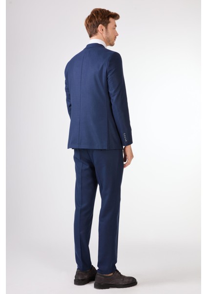 Lacivert Örgü Desen Slim Fit Casual Takım Elbise indirimleri