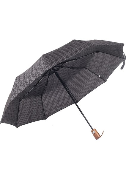 Ahşap Sap Ful Otomatik 10 Telli Lüx Kadın Şemsiyesi Geometrik Desnli fiyatları
