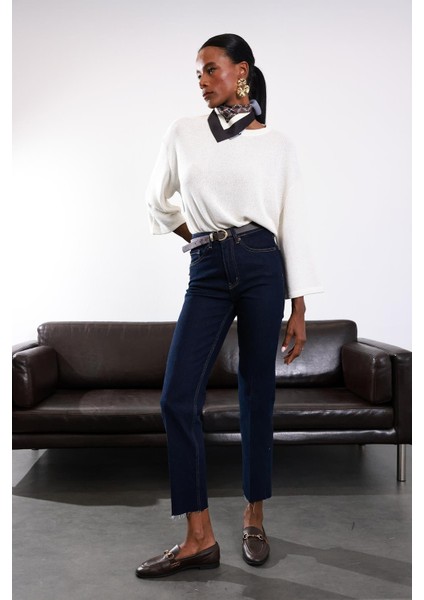 Rins Yıkamalı Yüksek Bel Boyfit Jean