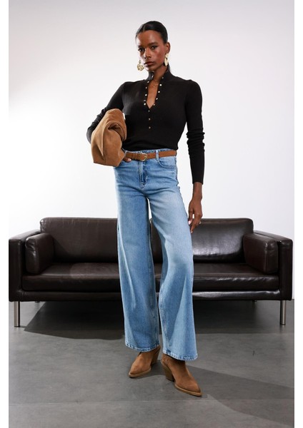 Açık Mavi Wide Leg Jean modelleri
