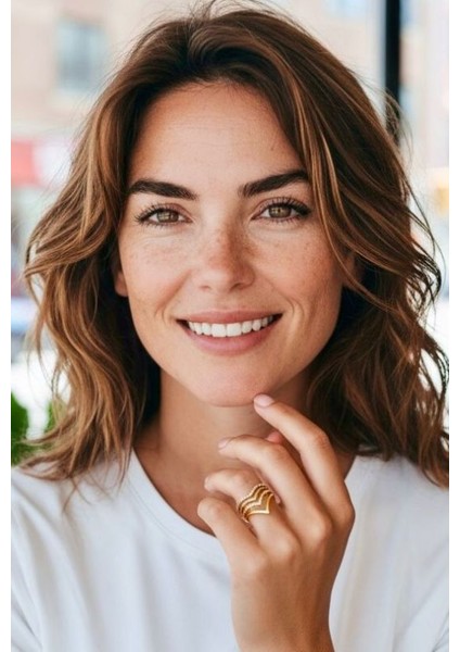 Altın Renk Zirkon Taşlı V Model Tasarım Ayarlanabilir Yüzük fiyatları