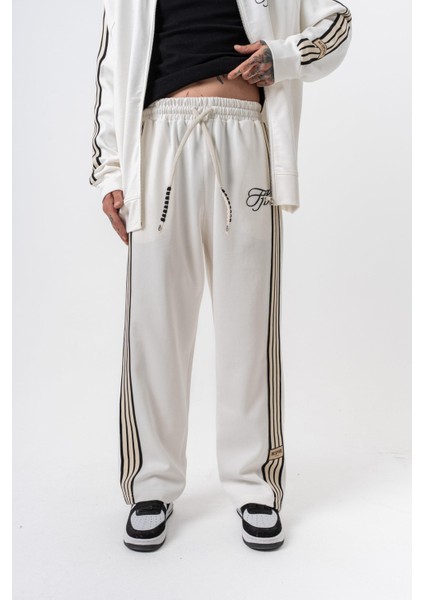 Erkek 3'lü Şerit Detaylı Kışlık Doubleface Baggy Eşofman Altı Ekru fiyatları