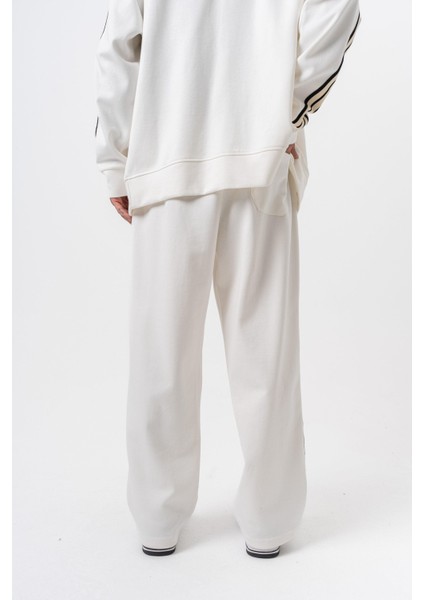 Erkek 3'lü Şerit Detaylı Kışlık Doubleface Baggy Eşofman Altı Ekru modelleri