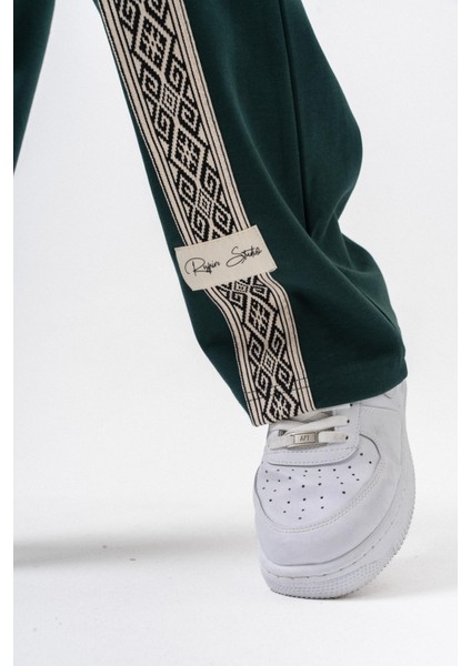 Erkek Etnik Şerit Detaylı Kışlık Doubleface Baggy Eşofman Altı Nefti indirimleri