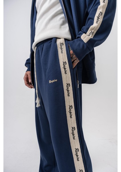 Erkek Respire Şerit Detaylı Kışlık Doubleface Baggy Eşofman Altı Lacivert indirimleri