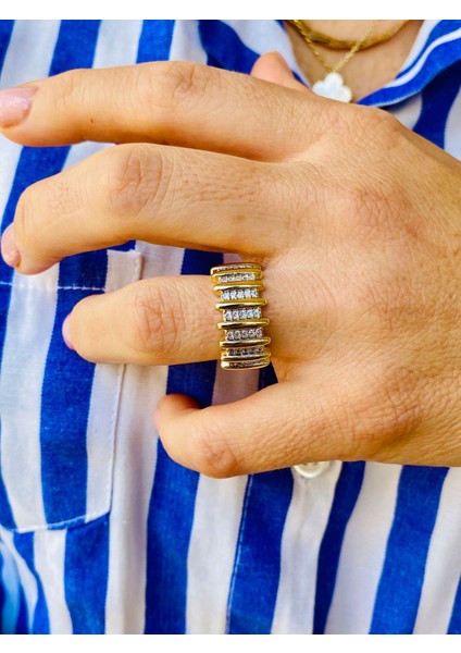 Zirkon Taşlı Altın Renk Ayarlanabilir Tasarım Yüzük modelleri