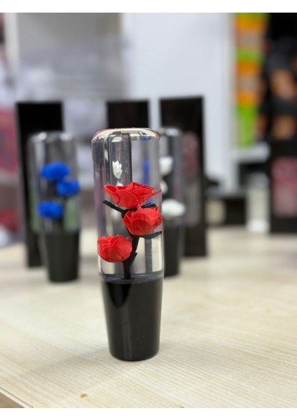 Epoksi Kırmızı Güllü Renk 15 cm Vites Topuzu