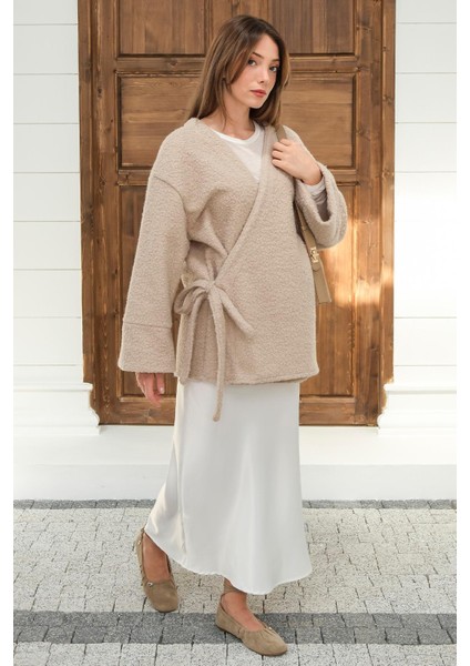 Önü Bağlamalı Buklet Kimono Ceket Taş 8265 modelleri