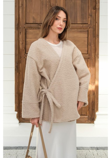 Önü Bağlamalı Buklet Kimono Ceket Taş 8265 fırsatları