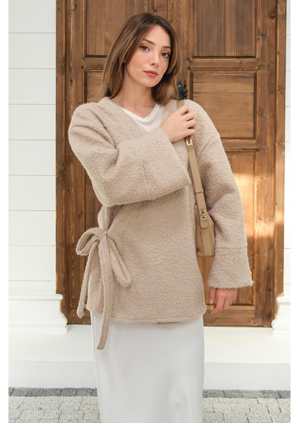 Önü Bağlamalı Buklet Kimono Ceket Taş 8265 indirimleri