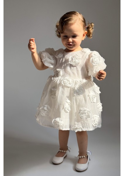 Kız Bebek Elbise Kısa Kollu Fiyonklu Güllü Doğum Günü Parti Düğün Özel Gün Abiye Kız Çocuk Elbise ALY0680 indirimleri
