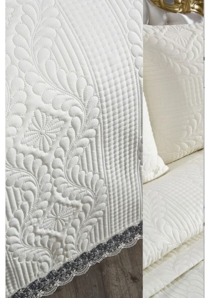 Bohem Dantelli Kapitoneli Ultrasonik Çift Kişilik Yatak Örtüsü Beyaz fiyatları
