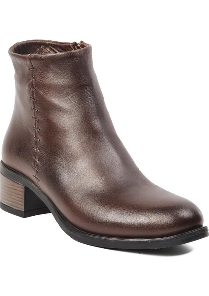 Kahve Hakiki Deri Kadın Bot